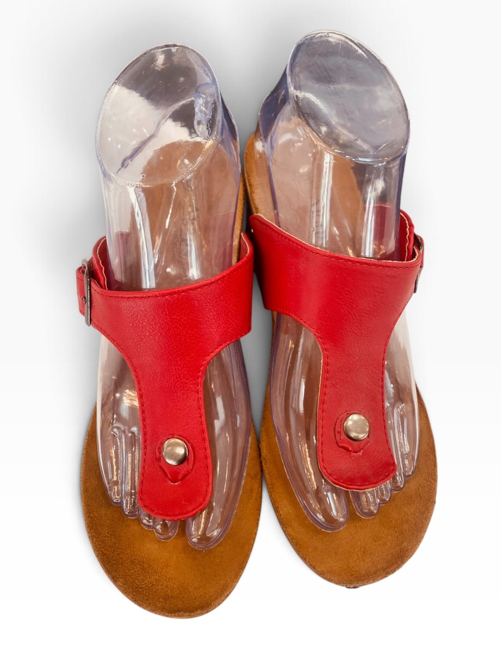 Chic Red and Tan Women's Sandals